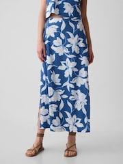 Gap Blue Floral Linen Blend Maxi Skirt - Image 1 of 1