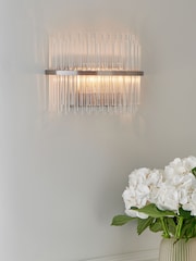Lipsy Brushed Silver Flush Glass Wall Light - Image 1 of 4
