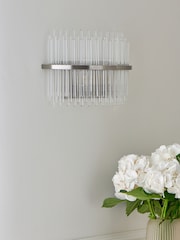 Lipsy Brushed Silver Flush Glass Wall Light - Image 2 of 4
