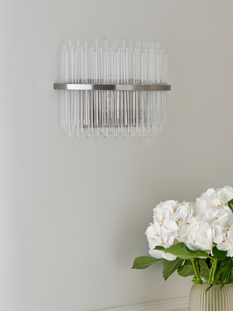 Lipsy Brushed Silver Flush Glass Wall Light - Image 2 of 4