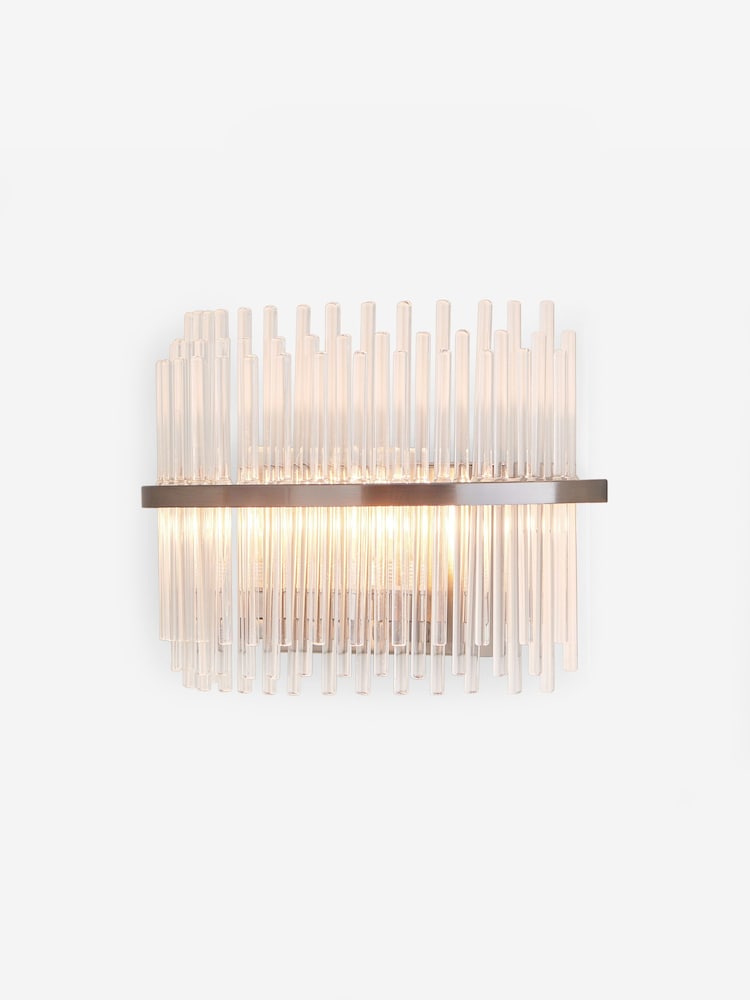 Lipsy Brushed Silver Flush Glass Wall Light - Image 4 of 4