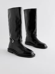 Cuero negro - Forever Comfort® Buckle Detail Rider Boots - Imagen 5 de 9