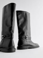 Cuero negro - Forever Comfort® Buckle Detail Rider Boots - Imagen 7 de 9