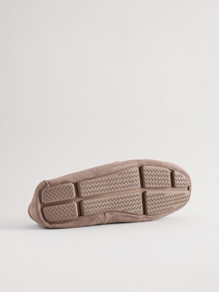 Taupe Brown Moccasin Slippers - Image 6 of 6 Taupe Brown Moccasin Slippers - Image 6 of 6
