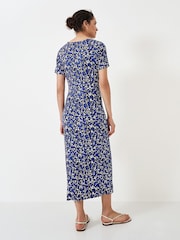 Crew Clothing Blue Tina Abstract Print Tie Front Jersey Dress - Image 2 of 4