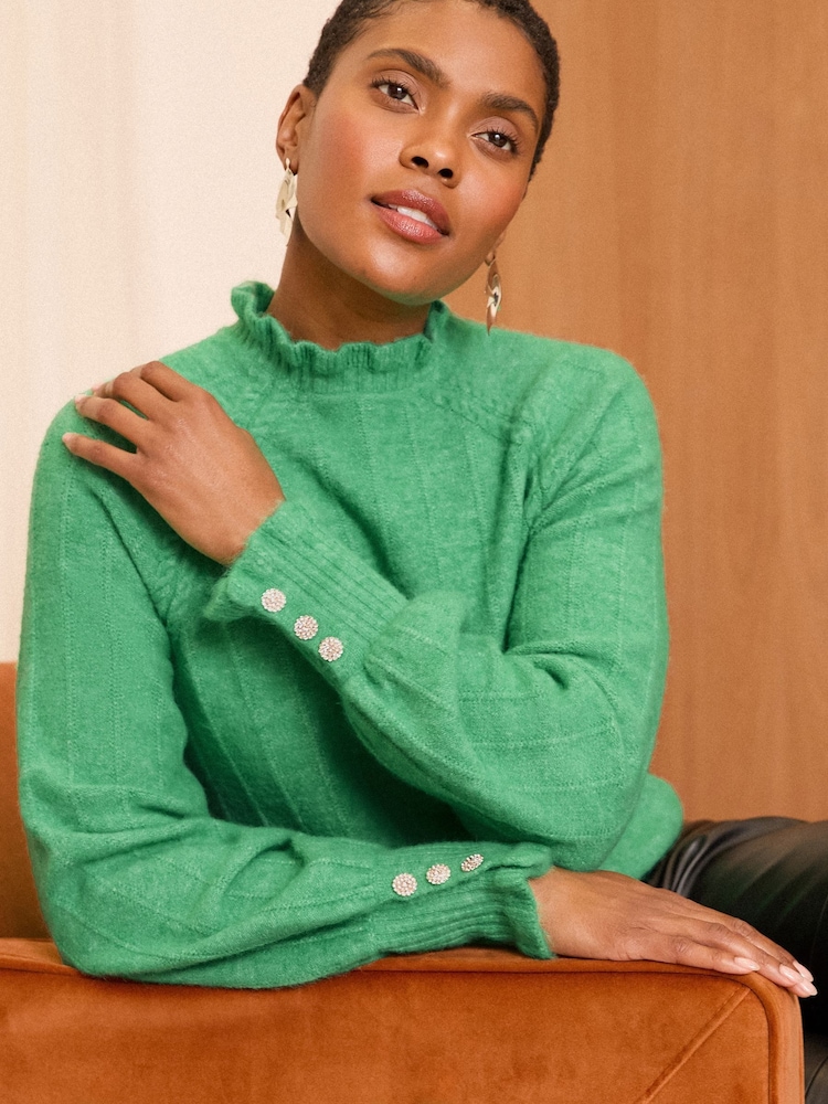 Love & Roses Gemütlicher, langärmliger Pullover mit Rüschen - Bild 2 von 4