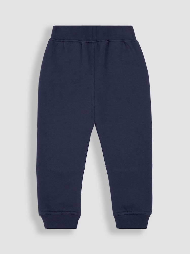 JoJo Maman Bébé Navy Blue Hedgehog Appliqué Knee Pet in Pocket Joggers - Image 2 of 3