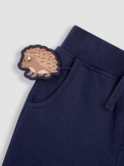 JoJo Maman Bébé Navy Blue Hedgehog Appliqué Knee Pet in Pocket Joggers - Image 3 of 3
