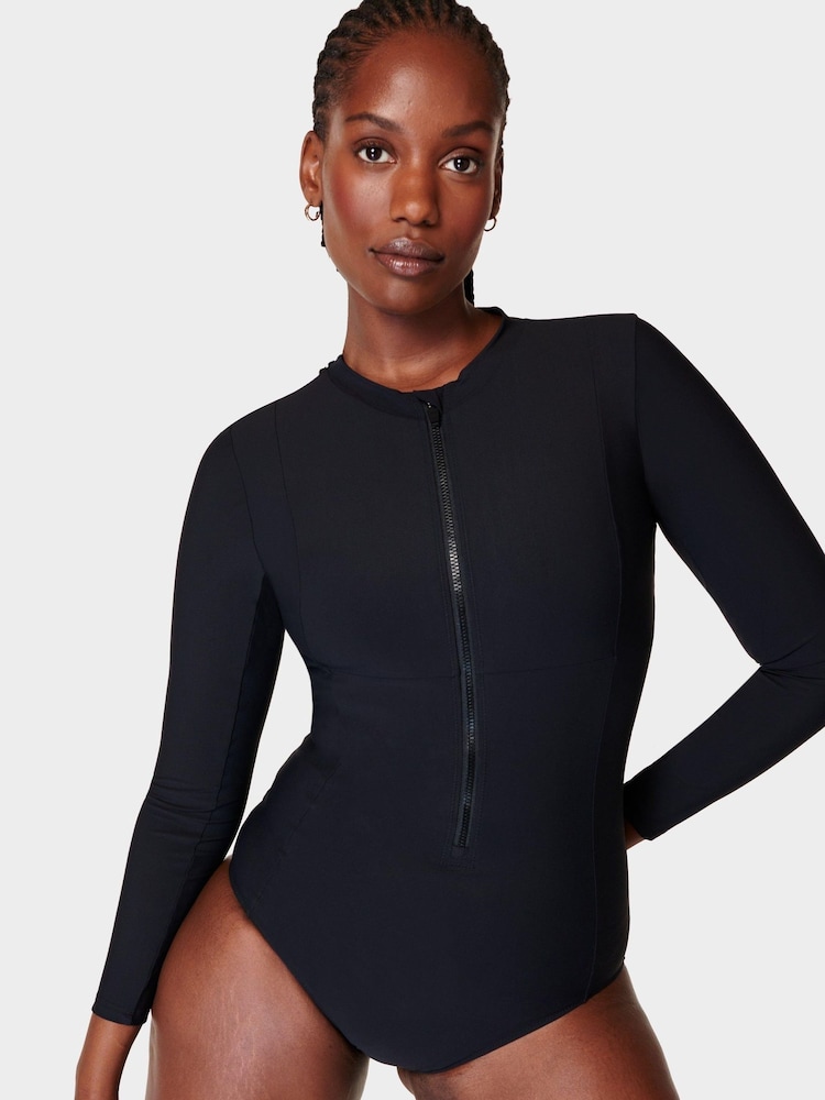 Sweaty Betty Black Tidal Xtra Life Long Sleeve Swimsuit - Image 1 of 6