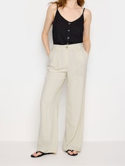 Long Tall Sally Natural LTS Tall Black Linen Wide Leg Trousers - Image 1 of 5