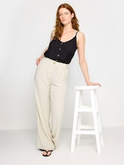 Long Tall Sally Natural LTS Tall Black Linen Wide Leg Trousers - Image 2 of 5