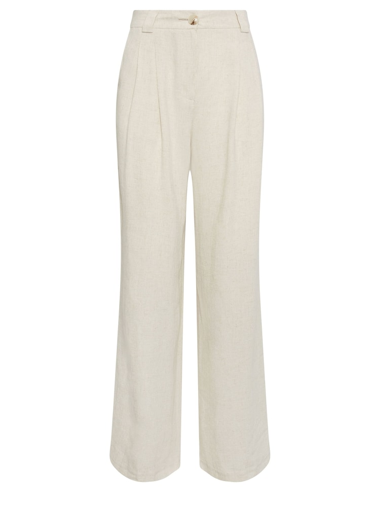 Long Tall Sally Natural LTS Tall Black Linen Wide Leg Trousers - Image 4 of 5