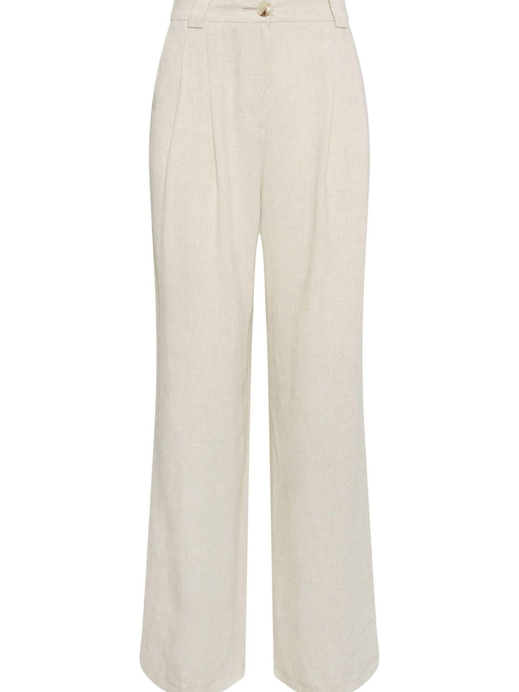 Long Tall Sally Natural LTS Tall Black Linen Wide Leg Trousers - Image 5 of 5