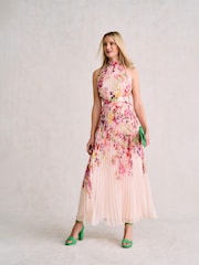 Phase Eight Multi Dahlia Print Pleat Midaxi Dress - Image 2 of 8