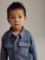 Blue 100% Cotton Washed Jersey Shirt (3mths-7yrs) - Image 3 of 7