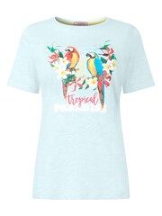 Joe Browns Blue Tropical Parrot Graphic Crew Neck Graphic T-Shirt - Image 5 of 5