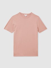 Reiss Dusty Pink Bless 100% Cotton Crew Neck T-Shirt - Image 2 of 5