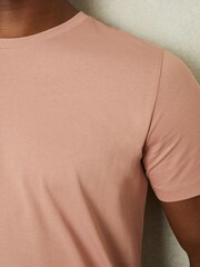 Reiss Dusty Pink Bless 100% Cotton Crew Neck T-Shirt - Image 3 of 5
