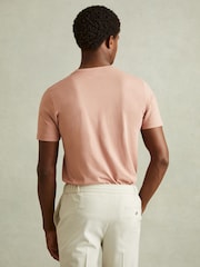 Reiss Dusty Pink Bless 100% Cotton Crew Neck T-Shirt - Image 4 of 5
