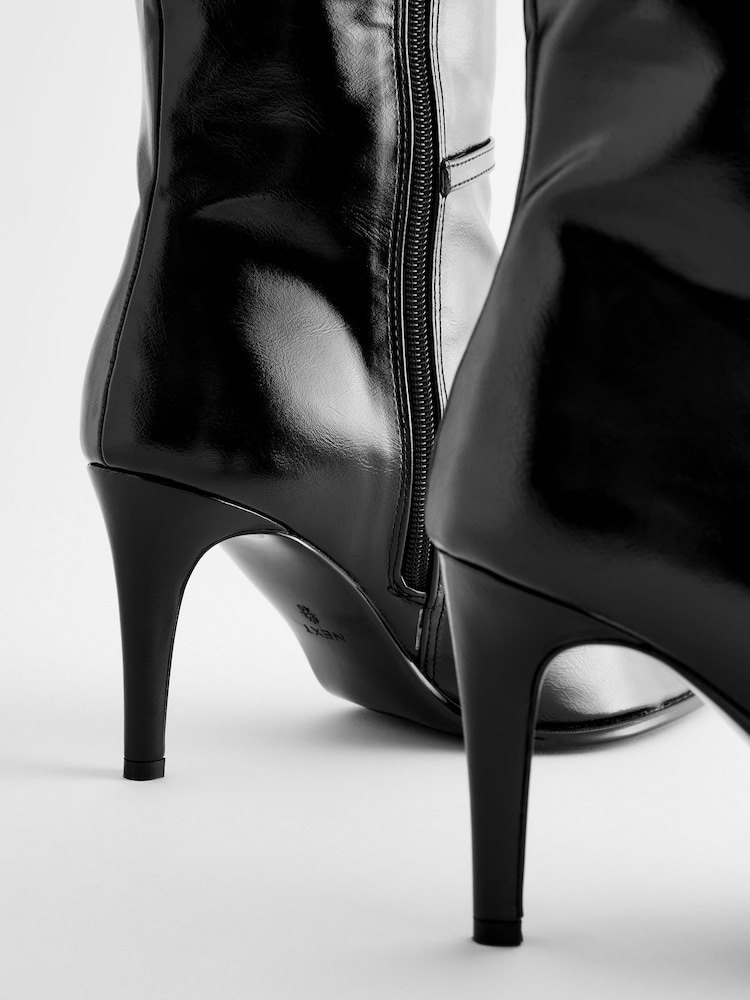 Black Forever Comfort® Skinny Heeled Buckle Detail Knee High Boots - Image 10 of 10