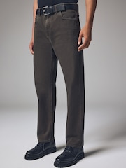 Dark Brown Straight Fit Belted Authentic Jeans - Image 1 of 12