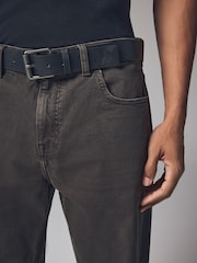 Dark Brown Straight Fit Belted Authentic Jeans - Image 5 of 12