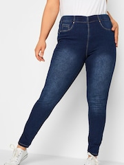 Yours Curve Blue Print Pull On Bum Shaper Lola Jeggings - Image 1 of 4