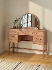 Mid Natural Nolan Oak Effect Storage Console Dressing Table - Image 2 of 10