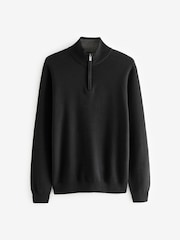 Black/Navy Blue Regular Fit 100% Cotton Premium Quarter Zip Jumpers 2 Pack - Image 11 of 13
