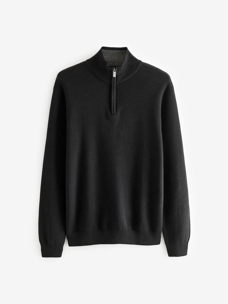 Noir/bleu marine - Coupe classique 100% Coton Premium Quarter Zip Pull 2 Lot - Image 11 of 13