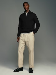 Black/Navy Blue Regular Fit 100% Cotton Premium Quarter Zip Jumpers 2 Pack - Image 3 of 13