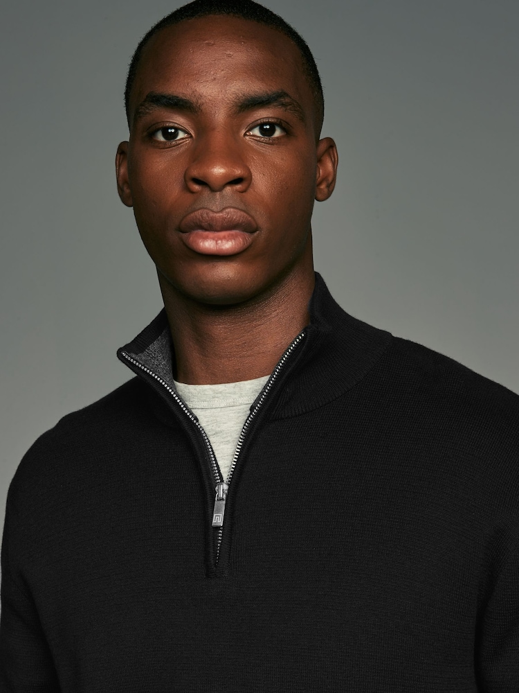 Noir/bleu marine - Coupe classique 100% Coton Premium Quarter Zip Pull 2 Lot - Image 6 of 13