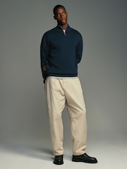 Black/Navy Blue Regular Fit 100% Cotton Premium Quarter Zip Jumpers 2 Pack - Image 7 of 13