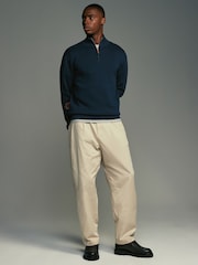 Black/Navy Blue Regular Fit 100% Cotton Premium Quarter Zip Jumpers 2 Pack - Image 8 of 13