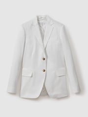 Reiss White Harper Tailored Single Breasted Suit Blazer - Image 2 of 6