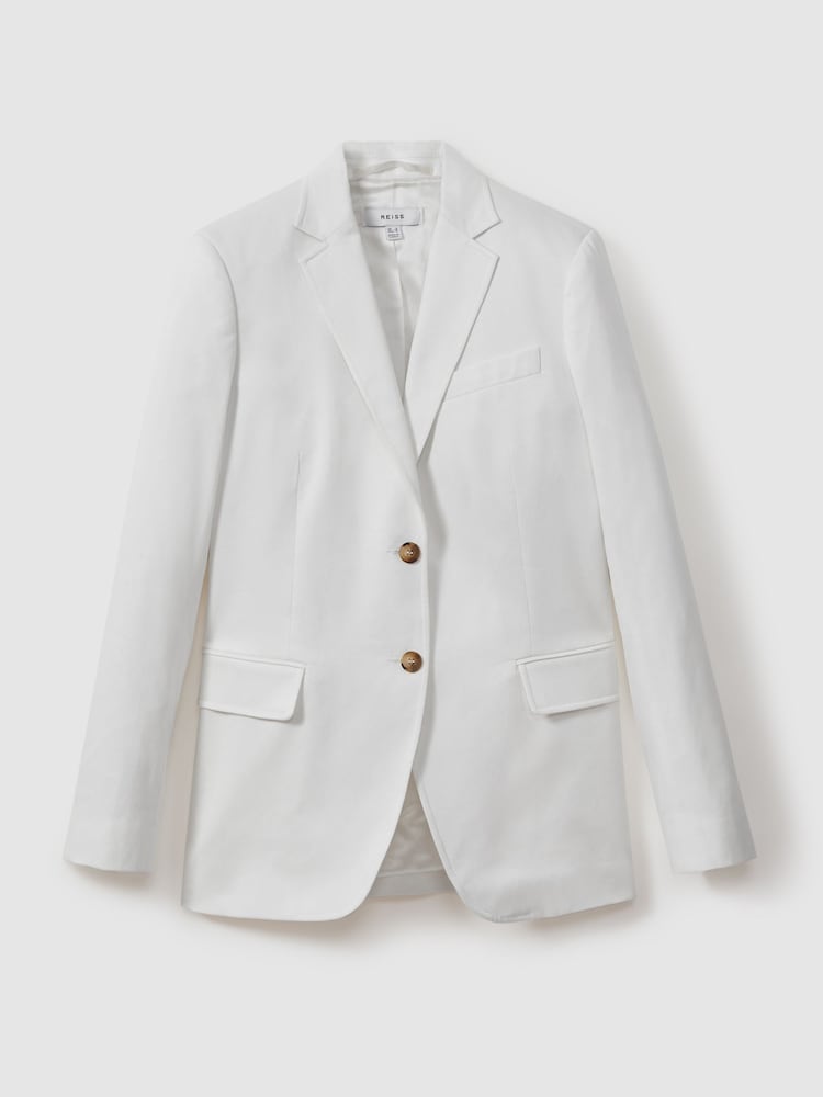 Reiss White Harper Tailored Single Breasted Suit Blazer - Image 2 of 6
