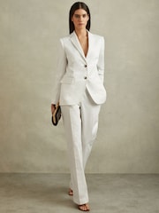 Reiss White Harper Tailored Single Breasted Suit Blazer - Image 4 of 6