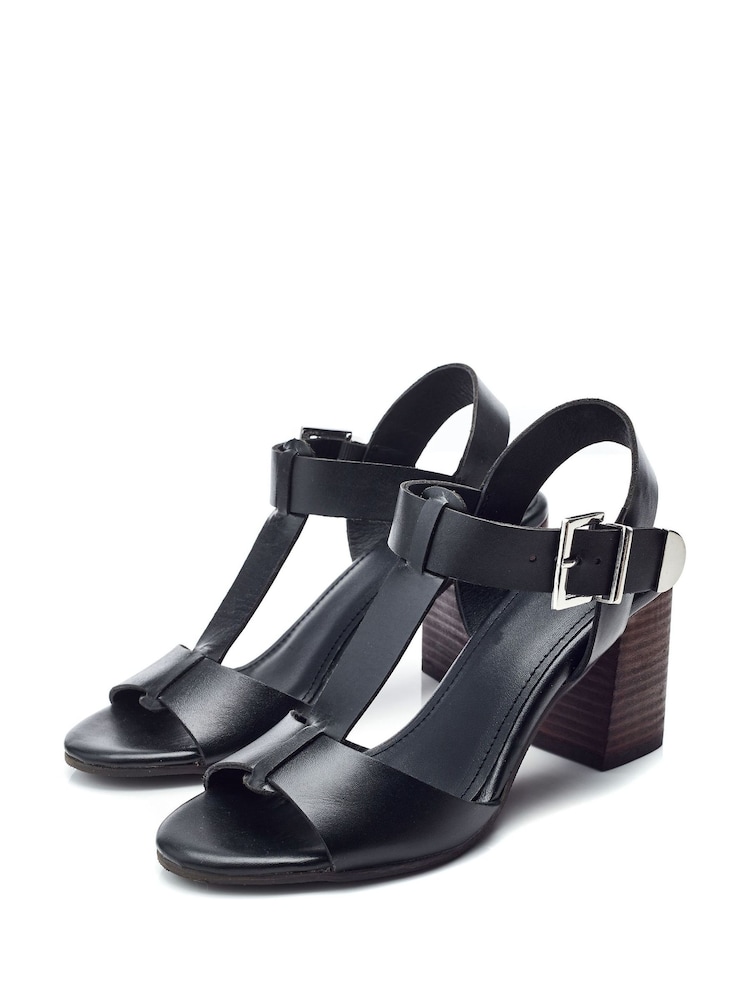 Schwarz - Moda in Pelle Molliey T Bar Stacked Block Sandals - Bild 2 von 4 Schwarz - Moda in Pelle Molliey T Bar Stacked Block Sandals - Bild 2 von 4