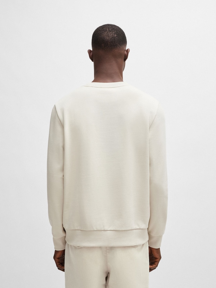 BOSS White 100% Cotton Terry Relaxed-Fit Sweatshirt With Seasonal Artwork - Image 2 of 5