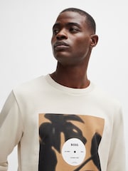 BOSS White 100% Cotton Terry Relaxed-Fit Sweatshirt With Seasonal Artwork - Image 4 of 5