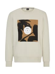 BOSS White 100% Cotton Terry Relaxed-Fit Sweatshirt With Seasonal Artwork - Image 5 of 5