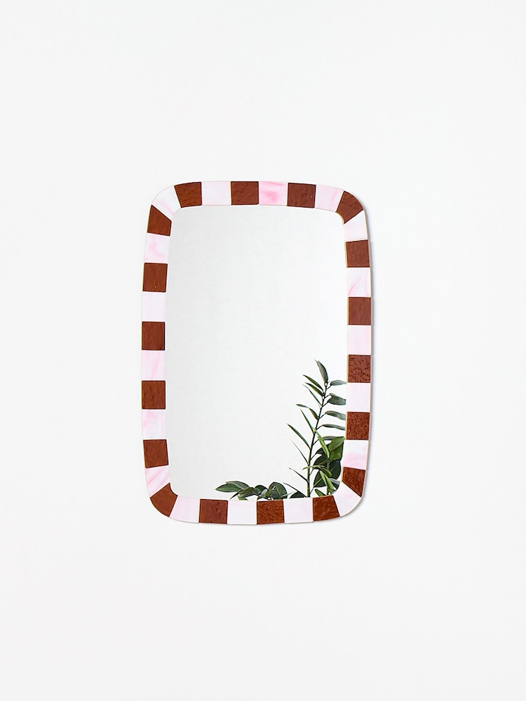 Oliver Bonas Pink/Amber Alyssa Glass Wall Mirror - Image 1 of 4