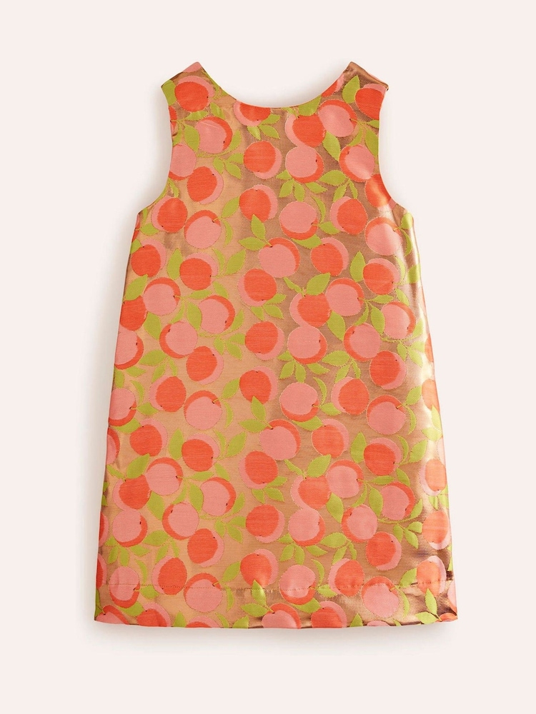 Boden Orange Peach Bow Back Metallic Dress - Image 1 of 4 Boden Orange Peach Bow Back Metallic Dress - Image 1 of 4