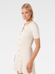 Forever New Cream Jolie Button Knit Mini Dress - Image 3 of 5