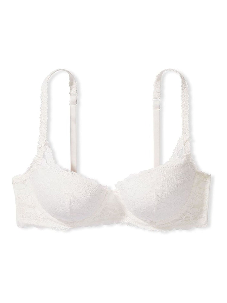 Victoria's Secret PINK Coconut White Balcony Lace Push Up Bra - Image 3 of 3