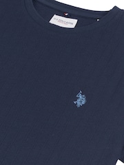 U.S. Polo Assn. Blue Classic Fit Mens Verticle Texture T-Shirt - Image 7 of 7