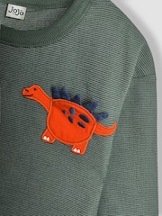 JoJo Maman Bébé Khaki Green DInosaur Appliqué Pocket Top - Image 3 of 3