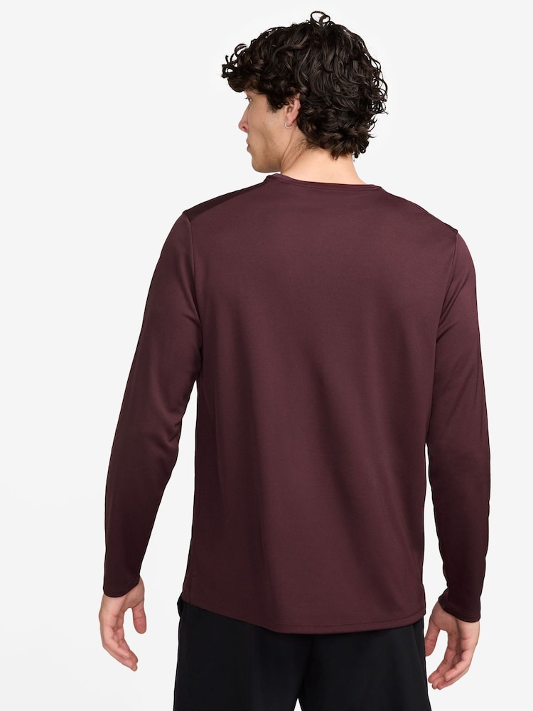 Nike Burgundy Crush Dri-FIT UV Miler Long-Sleeve Running Top - Image 2 of 3