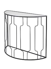 Pacific Black Mirrored Glass and Metal Half Moon Console Table - Image 3 of 6
