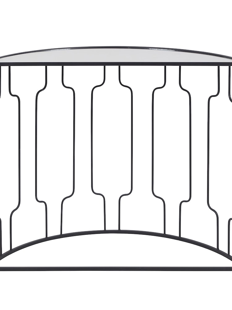 Pacific Black Mirrored Glass and Metal Half Moon Console Table - Image 6 of 6